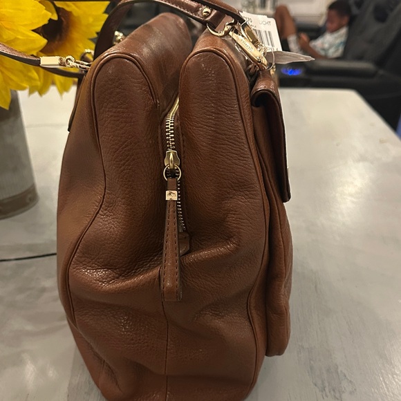 Coach Tan Leather Satchel with Gold Accents - Picture 5 of 10